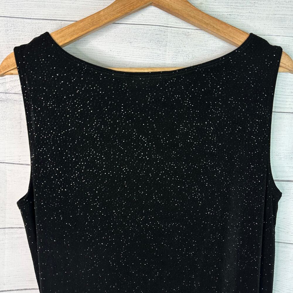 Chicos Travelers Womens size 2 US Large 12 Sparkly Slinky Tank Top Black - Picture 5 of 9